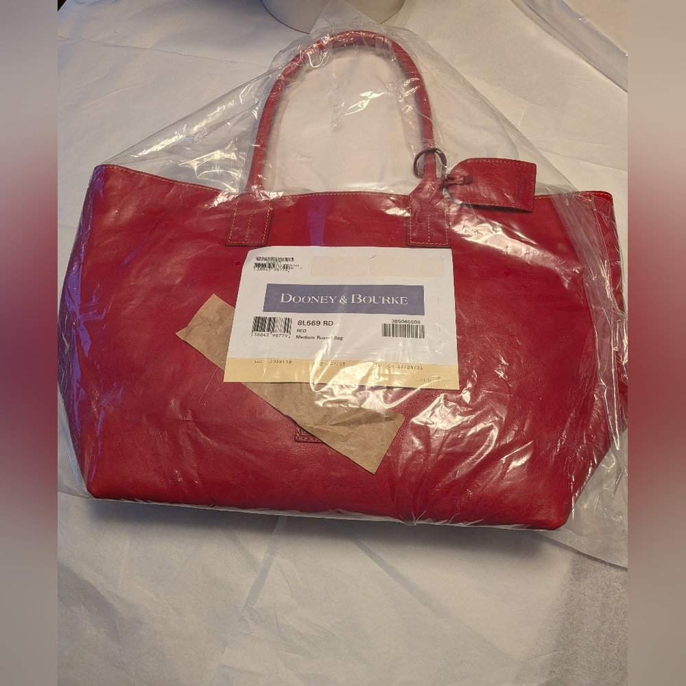 NWT! Dooney & Bourke Medium Russel Florentine Leather Tote in RED